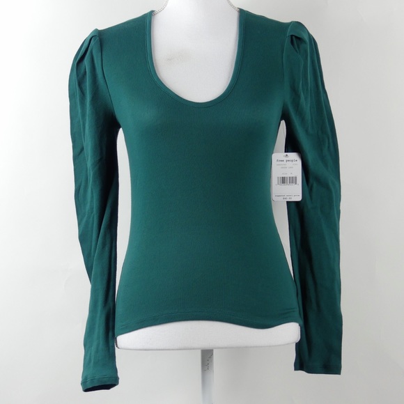 Free People Tops - Free People Ribbed Long Puff Sleeve Shirt